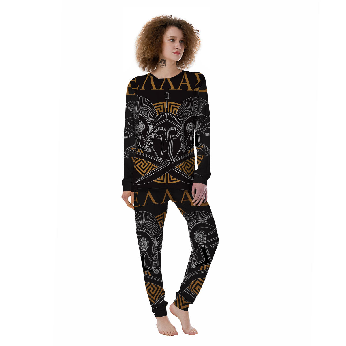 Labe Spartan Molon Print Women's Pajamas-grizzshop