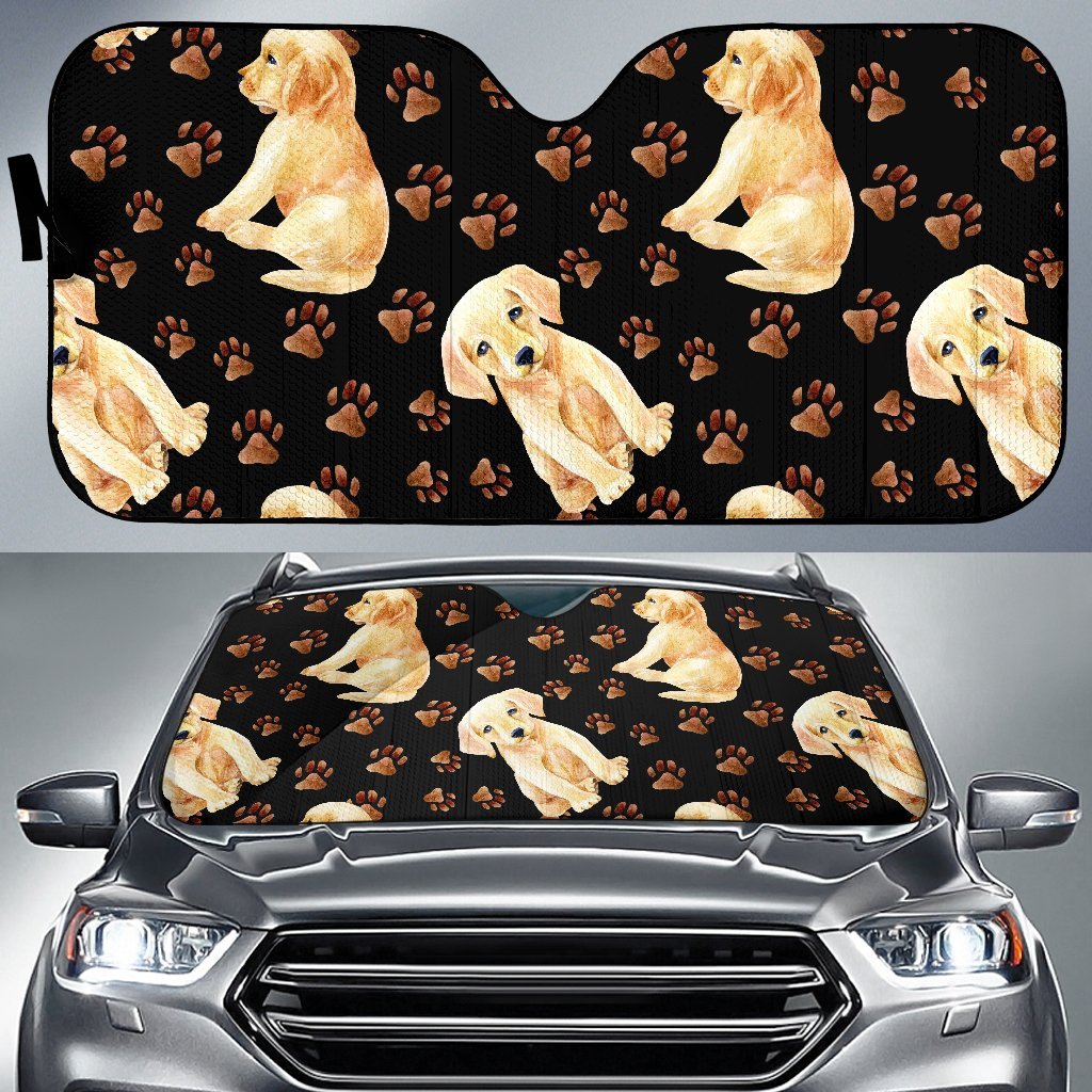 Labrador Dog Pattern Print Car Sun Shade-grizzshop