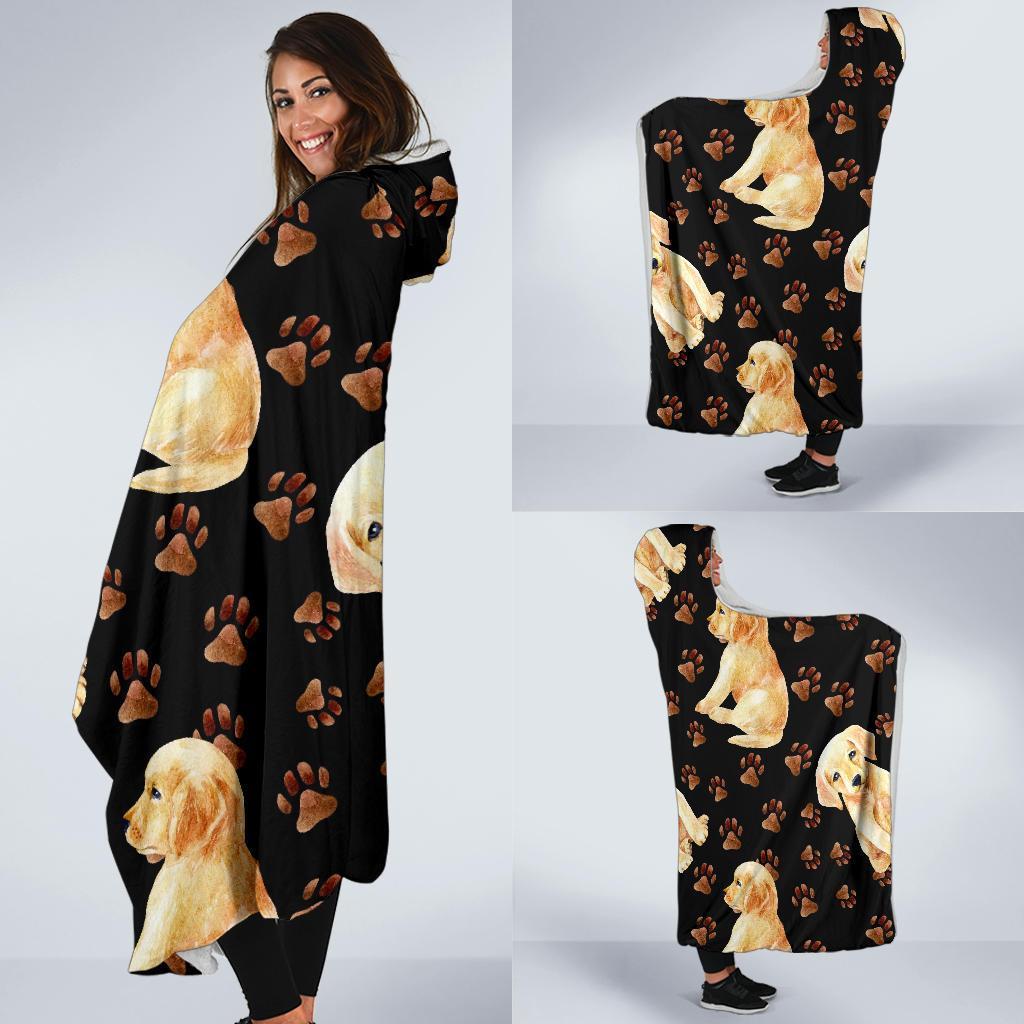 Labrador Dog Pattern Print Hooded Blanket-grizzshop