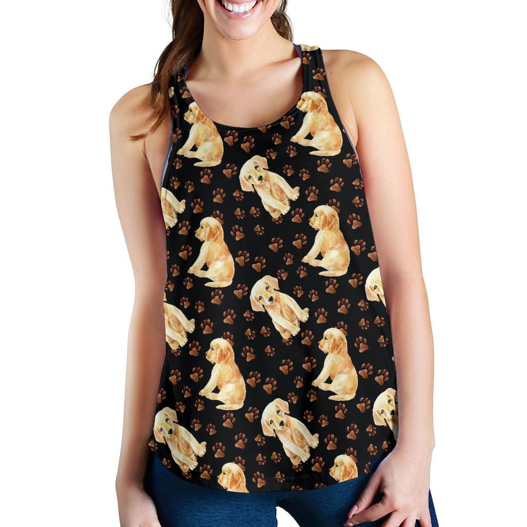 Labrador Dog Pattern Print Racerback Tank Tops-grizzshop