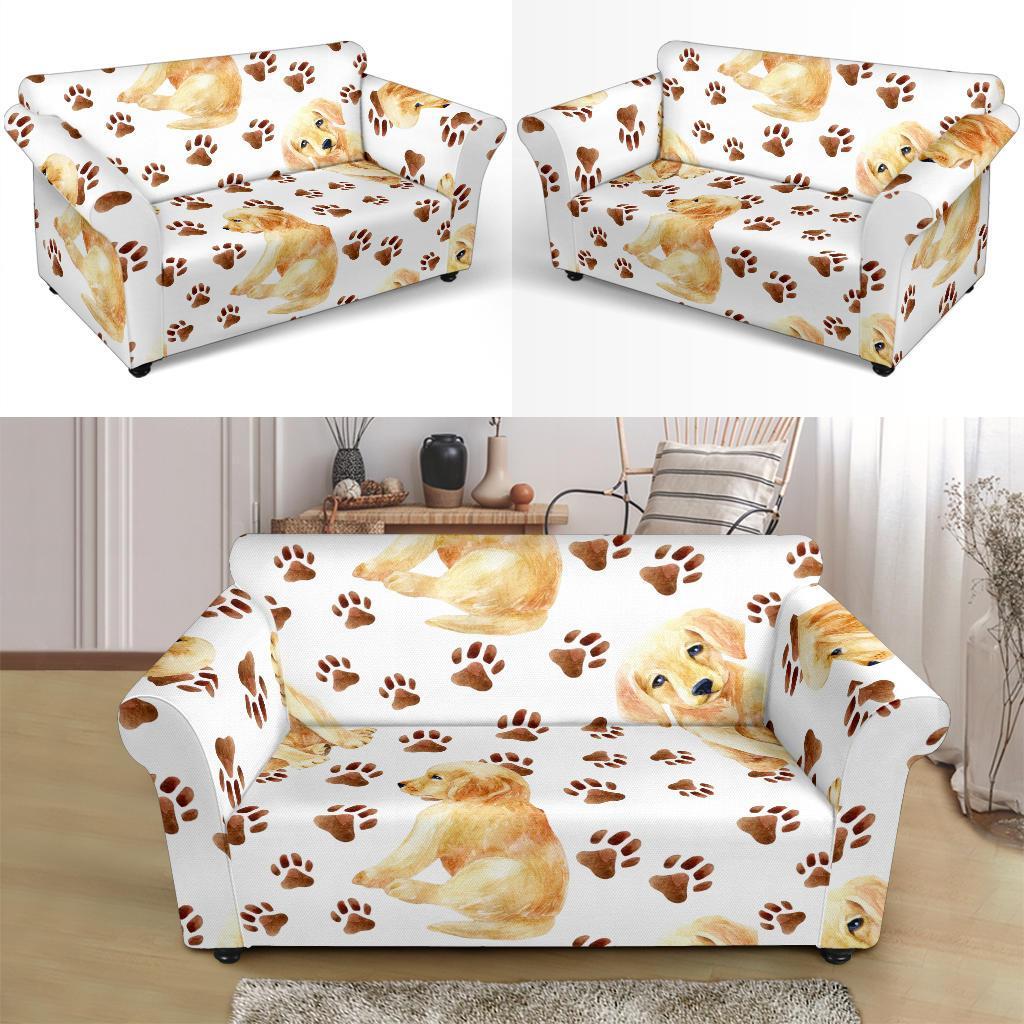 Labrador Dog Print Pattern Loveseat Cover-grizzshop