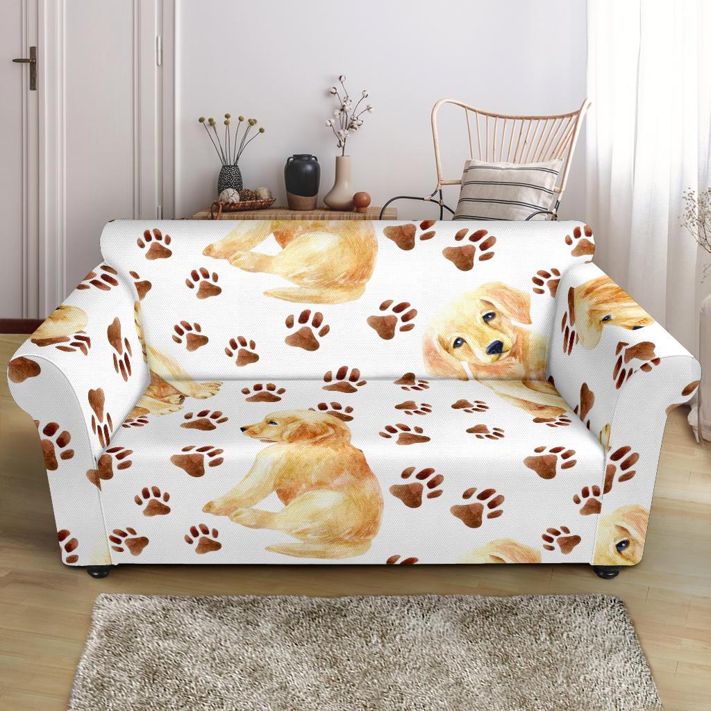 Labrador Dog Print Pattern Loveseat Cover-grizzshop