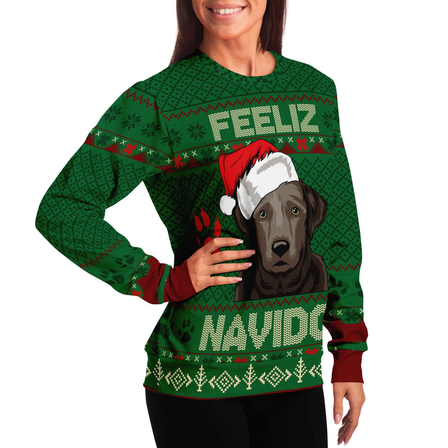 Labrador Feliz Navidog Ugly Christmas Sweater-grizzshop
