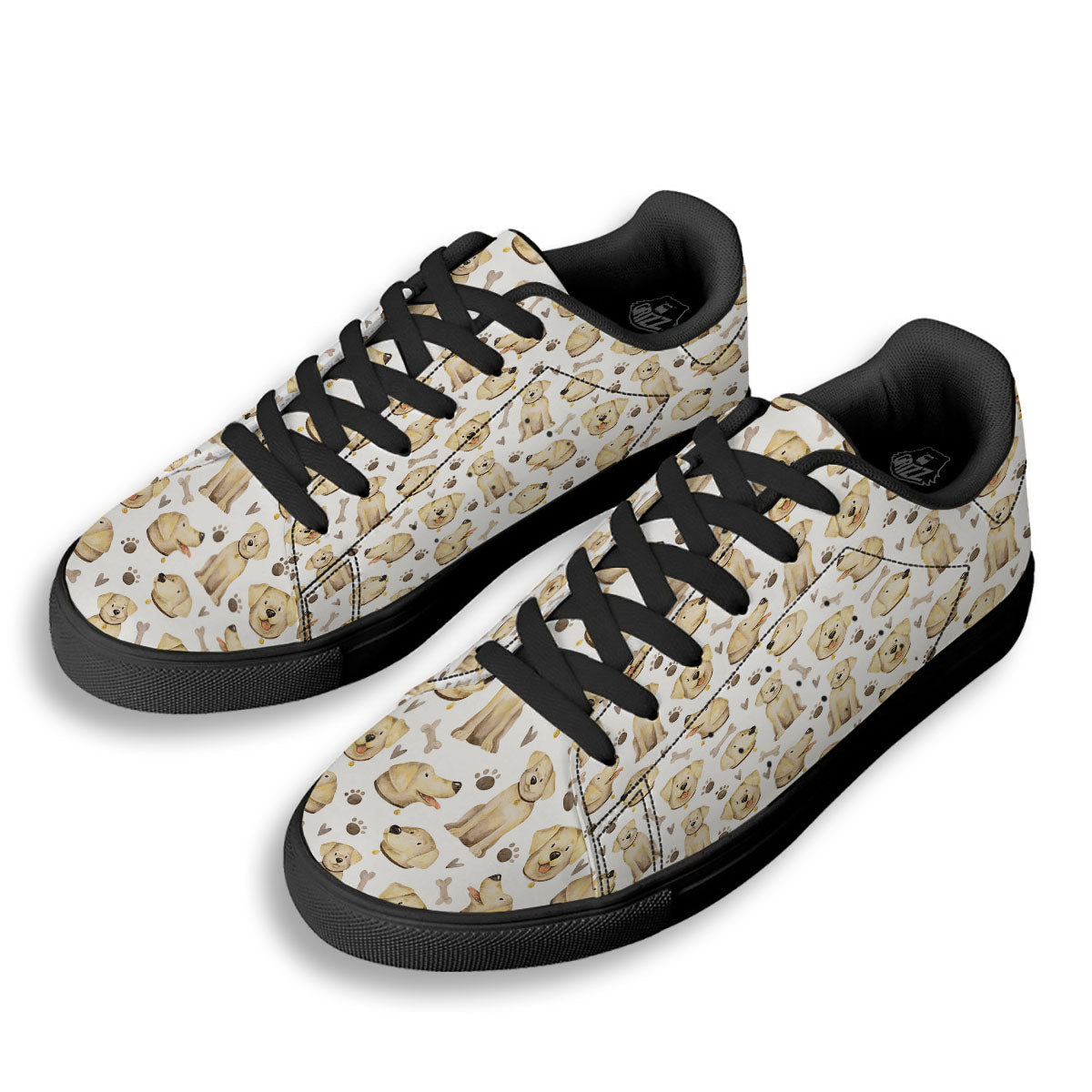 Labrador Retriever Happy Print Pattern Black Low Top Sneakers-grizzshop