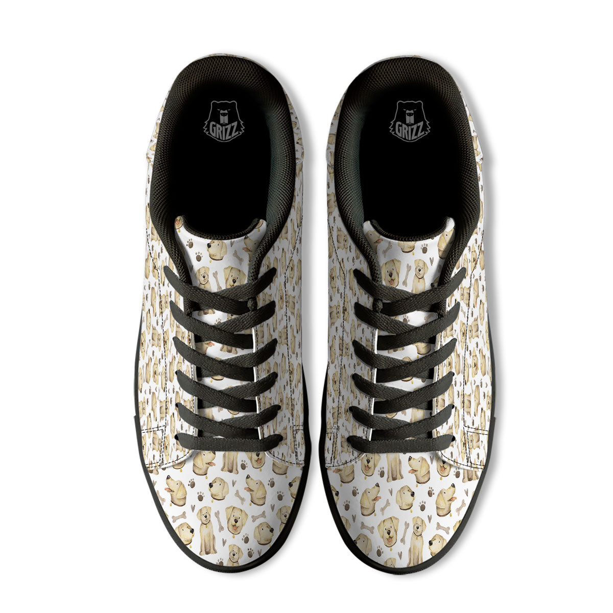 Labrador Retriever Happy Print Pattern Black Low Top Sneakers-grizzshop
