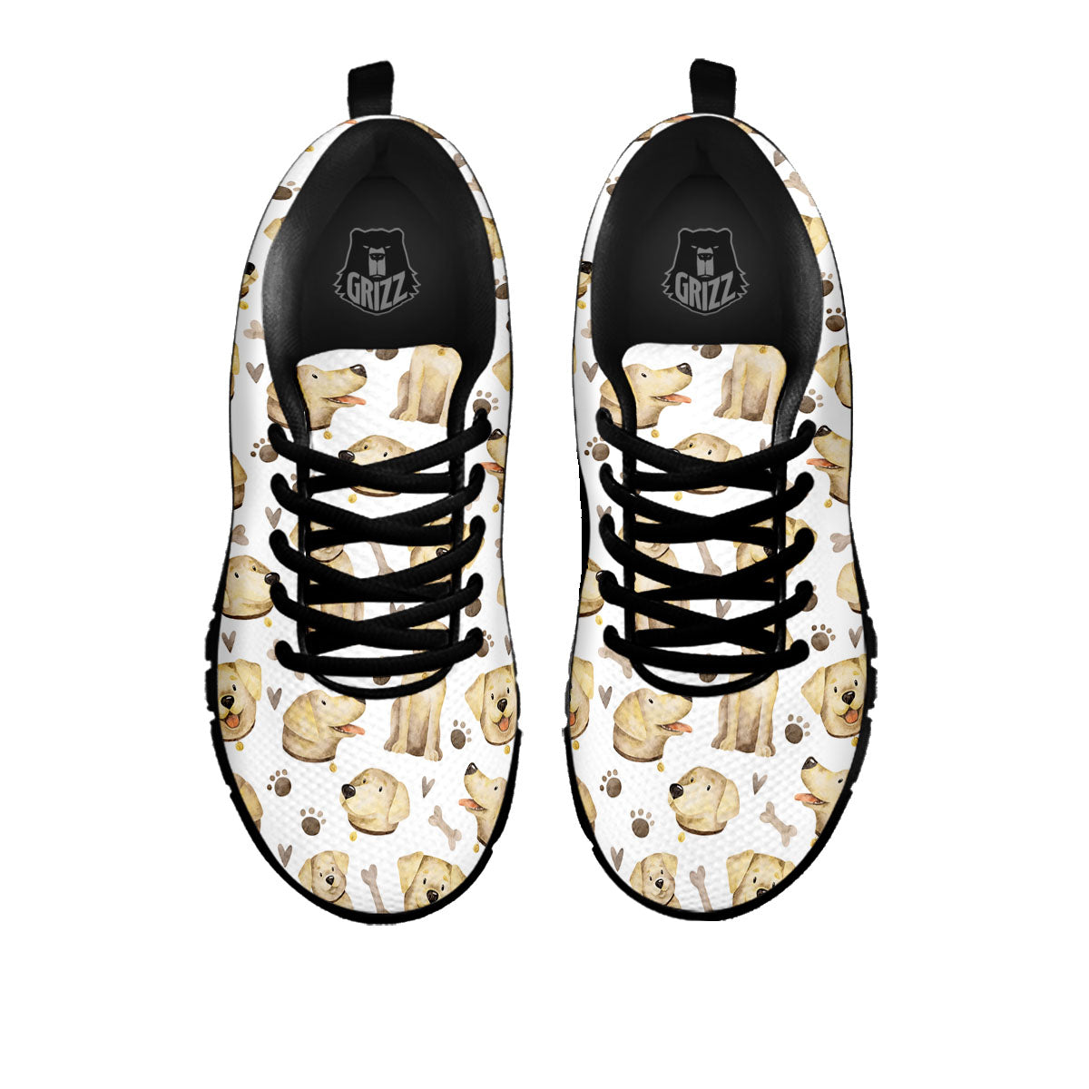 Labrador Retriever Happy Print Pattern Black Sneaker-grizzshop