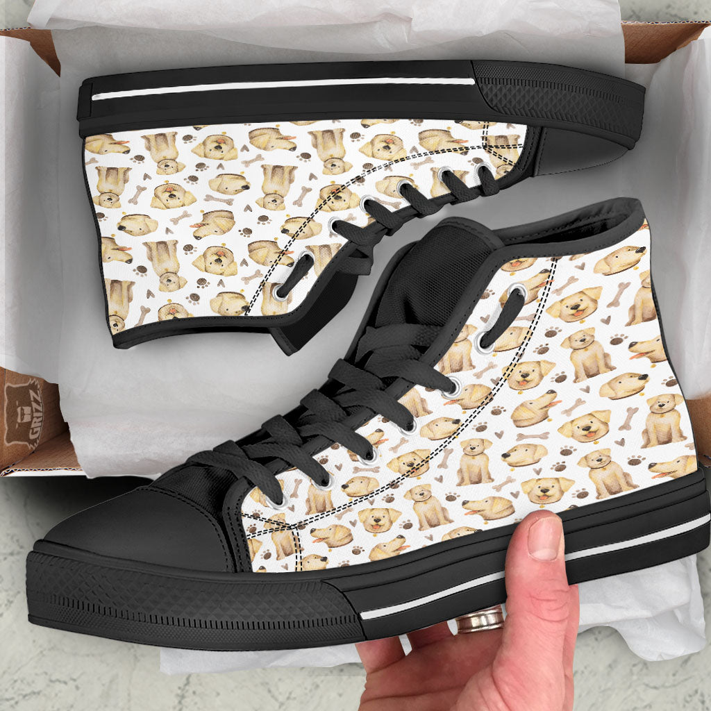 Labrador Retriever Happy Print Pattern High Top Shoes-grizzshop