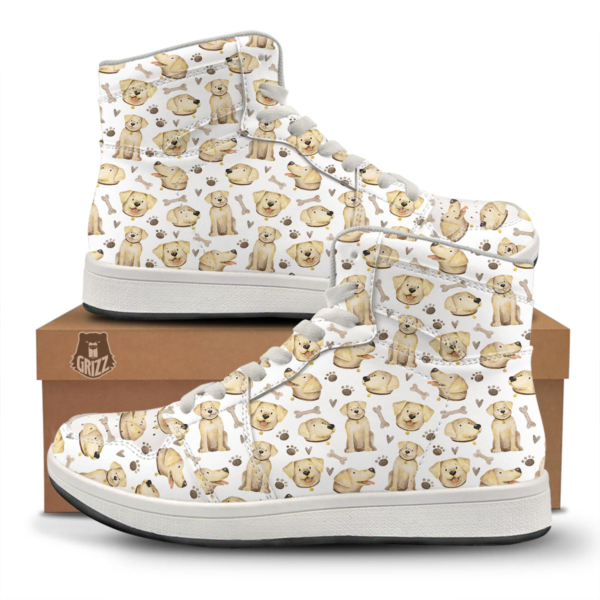 Labrador Retriever Happy Print Pattern High Top Sneakers-grizzshop