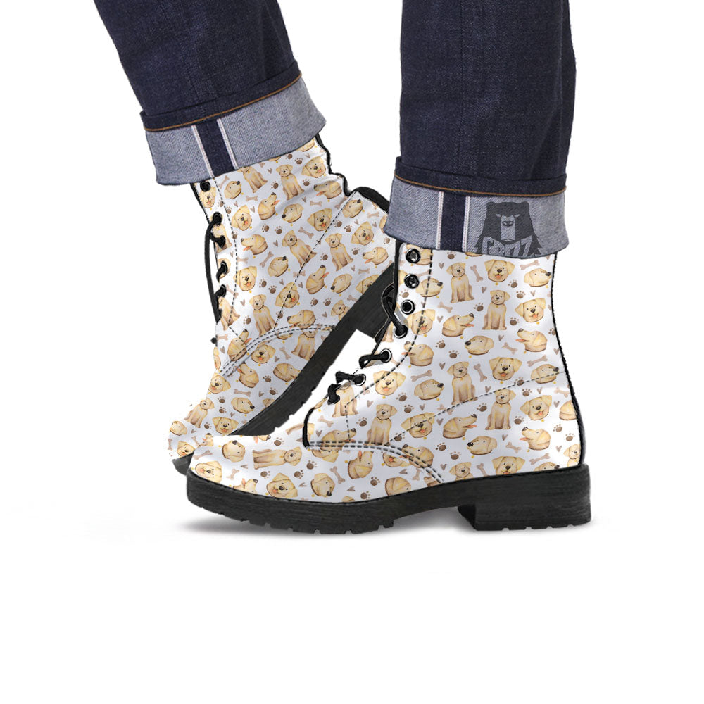 Labrador Retriever Happy Print Pattern Leather Boots-grizzshop