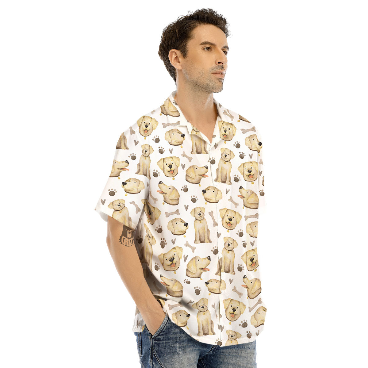 Labrador Retriever Happy Print Pattern Men's Hawaiian Shirt-grizzshop