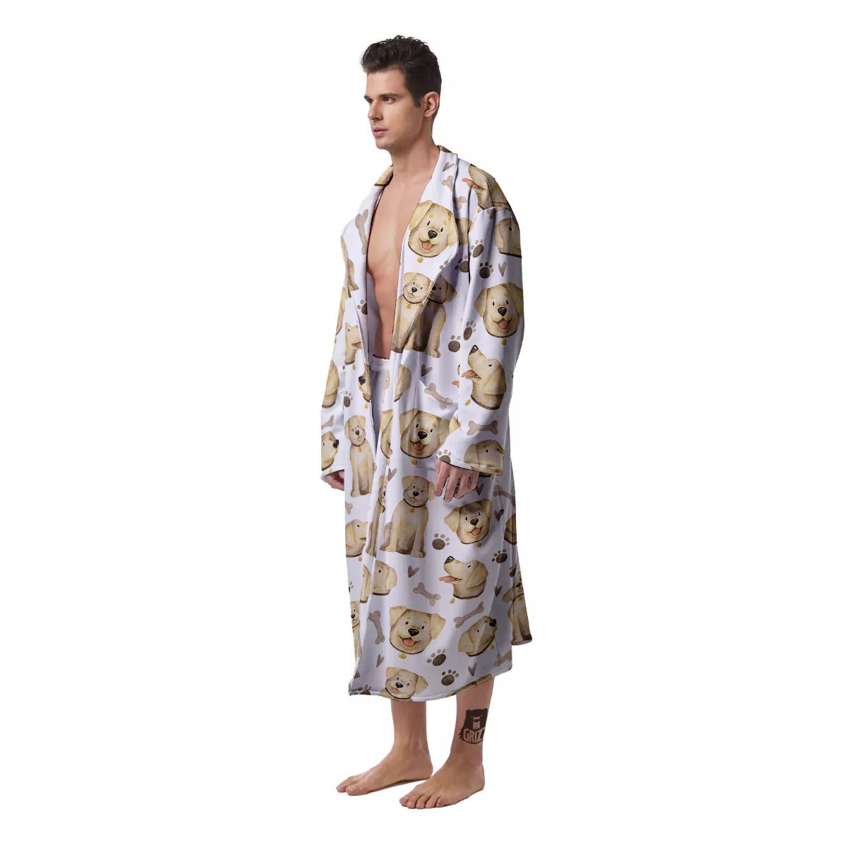 Labrador Retriever Happy Print Pattern Men's Robe-grizzshop