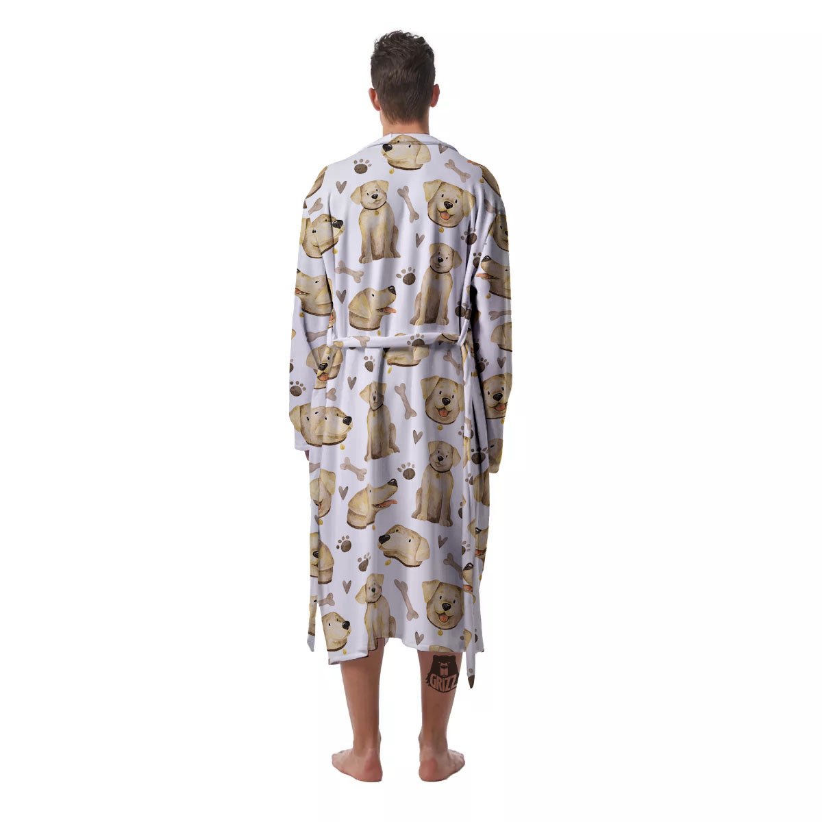 Labrador Retriever Happy Print Pattern Men's Robe-grizzshop