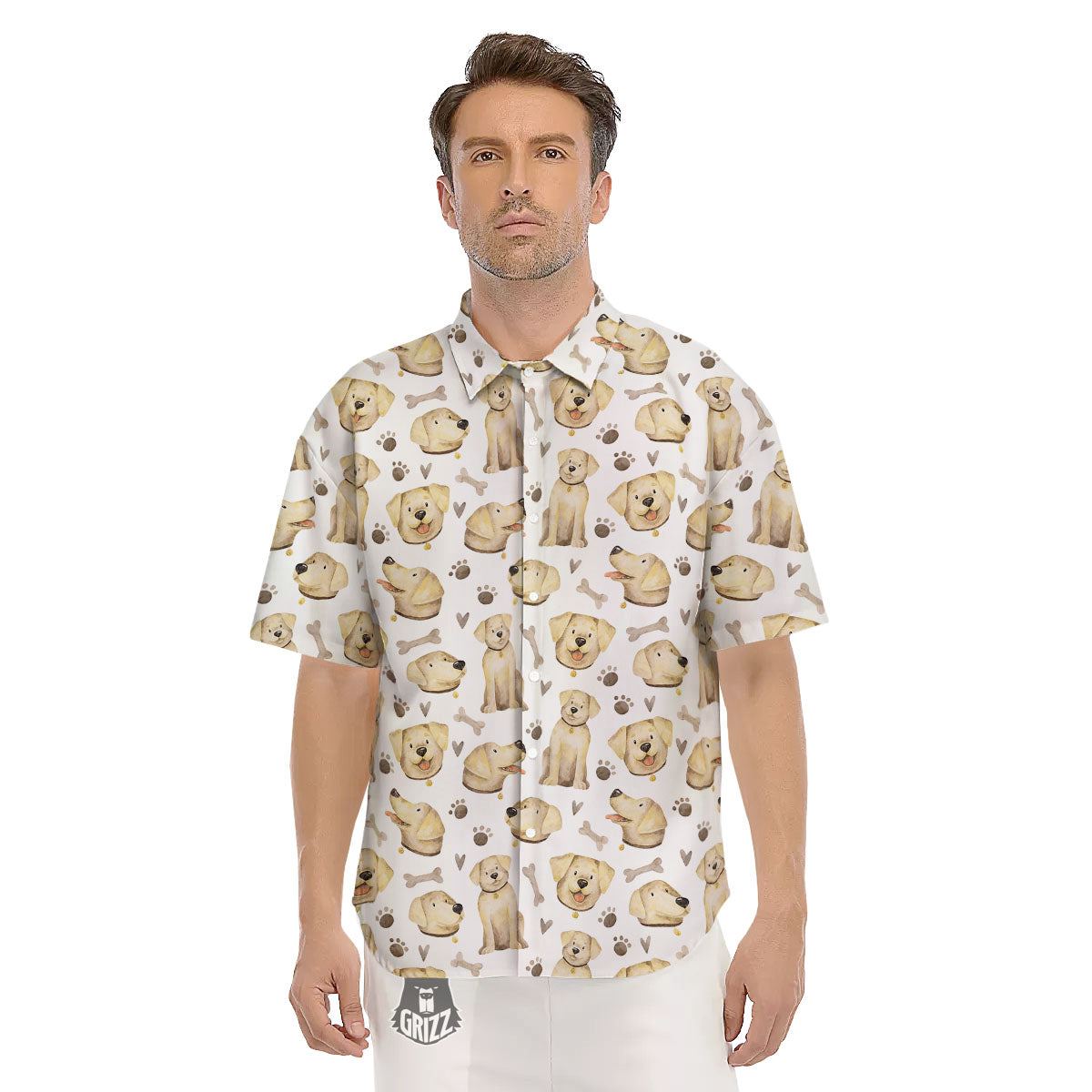 Labrador Retriever Happy Print Pattern Men's Short Sleeve Shirts-grizzshop
