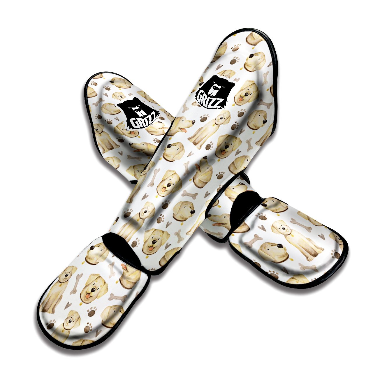 Labrador Retriever Happy Print Pattern Muay Thai Shin Guards-grizzshop