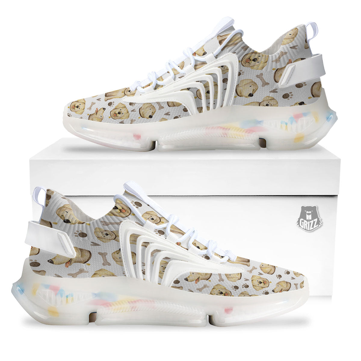 Labrador Retriever Happy Print Pattern White Gym Shoes-grizzshop