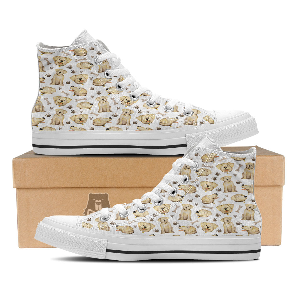 Labrador Retriever Happy Print Pattern White High Top Shoes-grizzshop