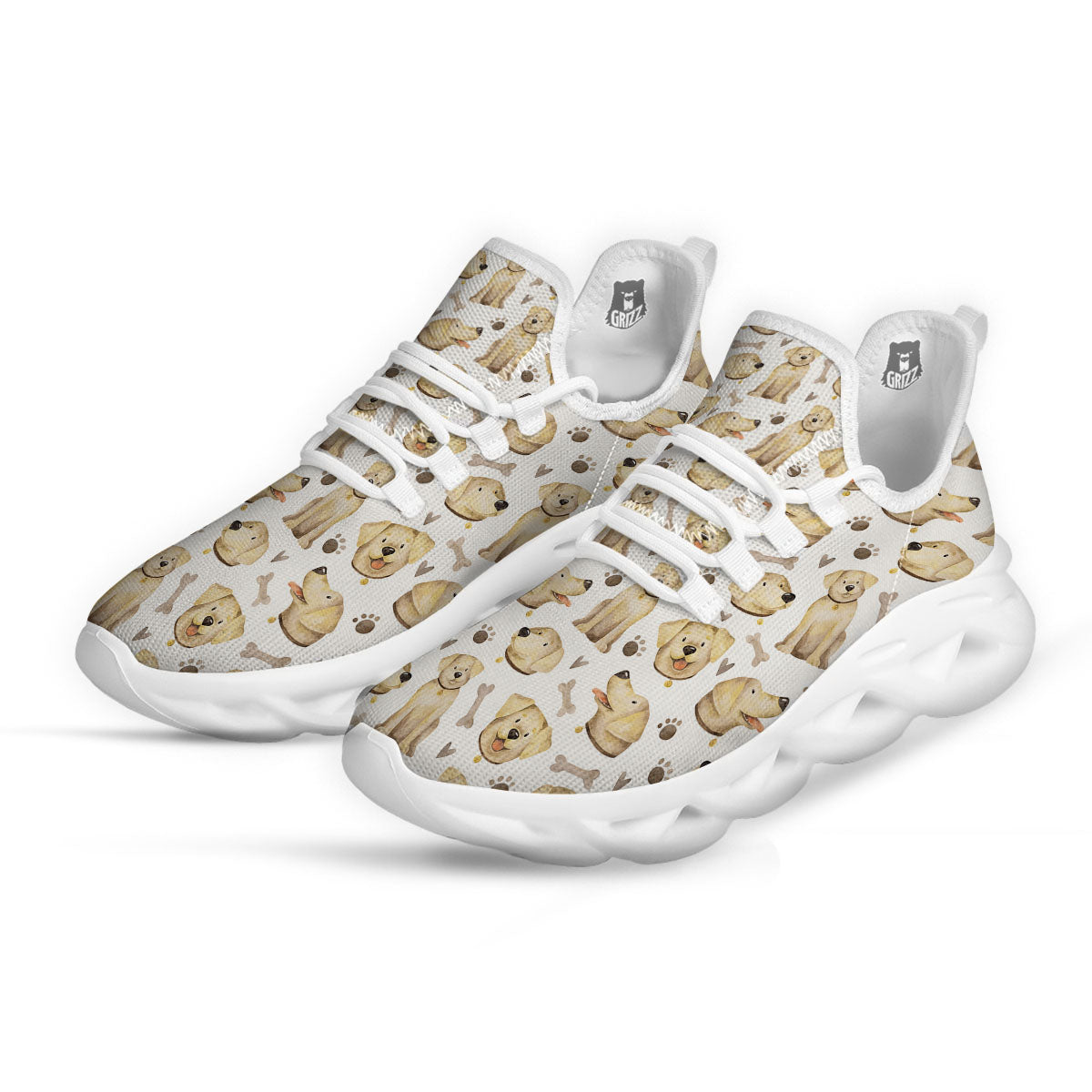 Labrador Retriever Happy Print Pattern White Running Shoes-grizzshop