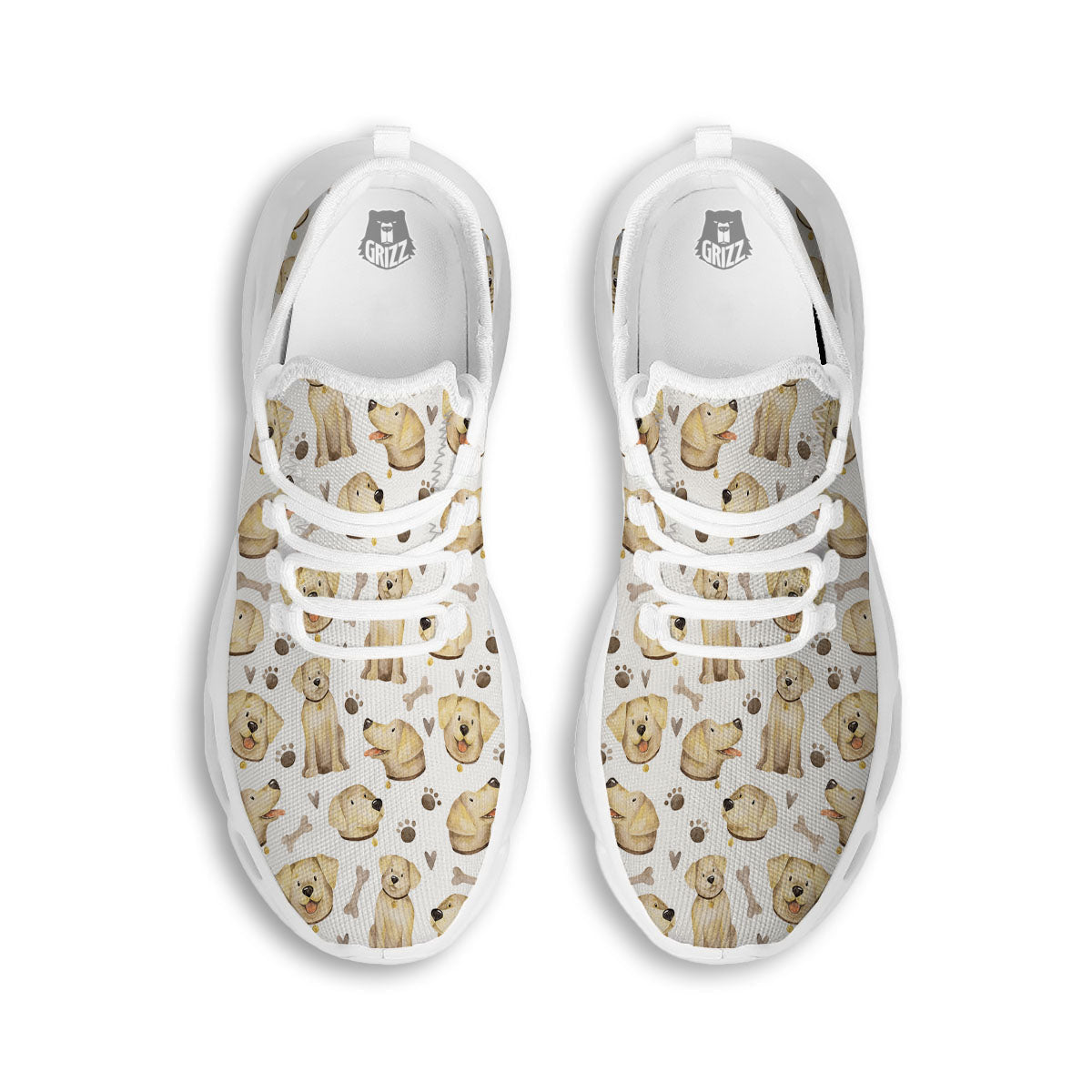 Labrador Retriever Happy Print Pattern White Running Shoes-grizzshop