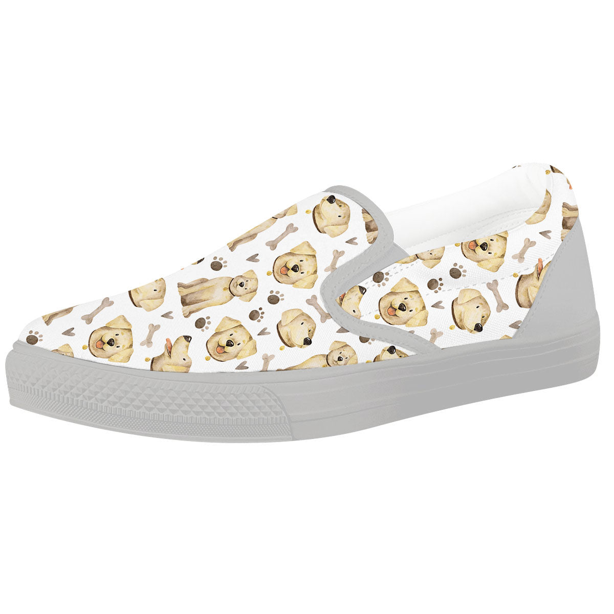 Labrador Retriever Happy Print Pattern White Slip On Shoes-grizzshop