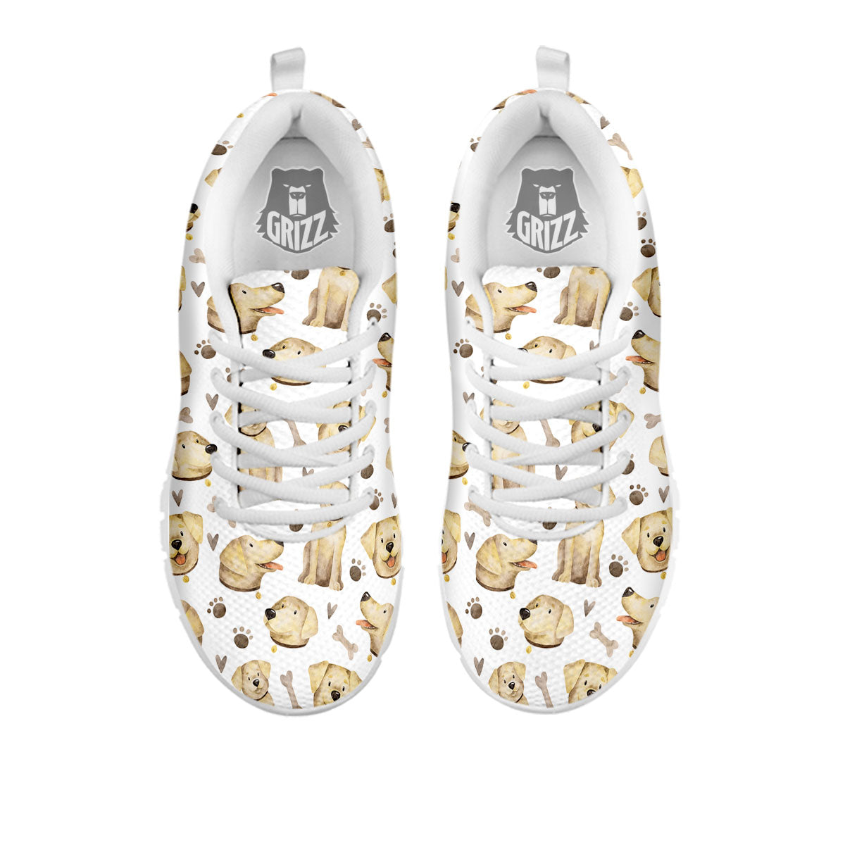 Labrador Retriever Happy Print Pattern White Sneaker-grizzshop