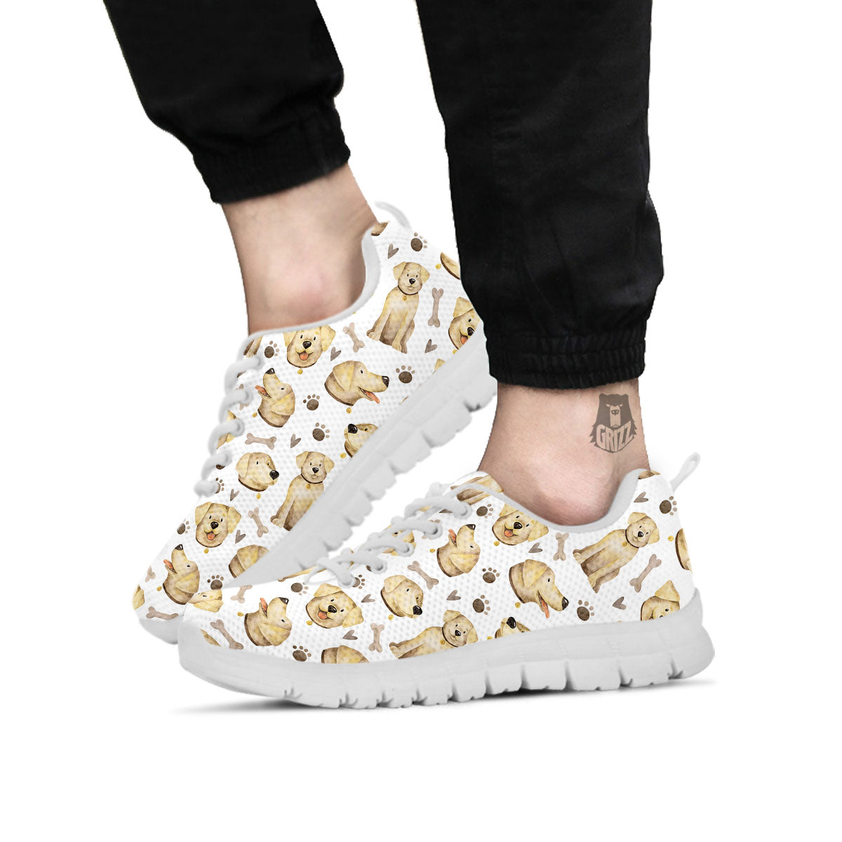 Labrador Retriever Happy Print Pattern White Sneaker-grizzshop