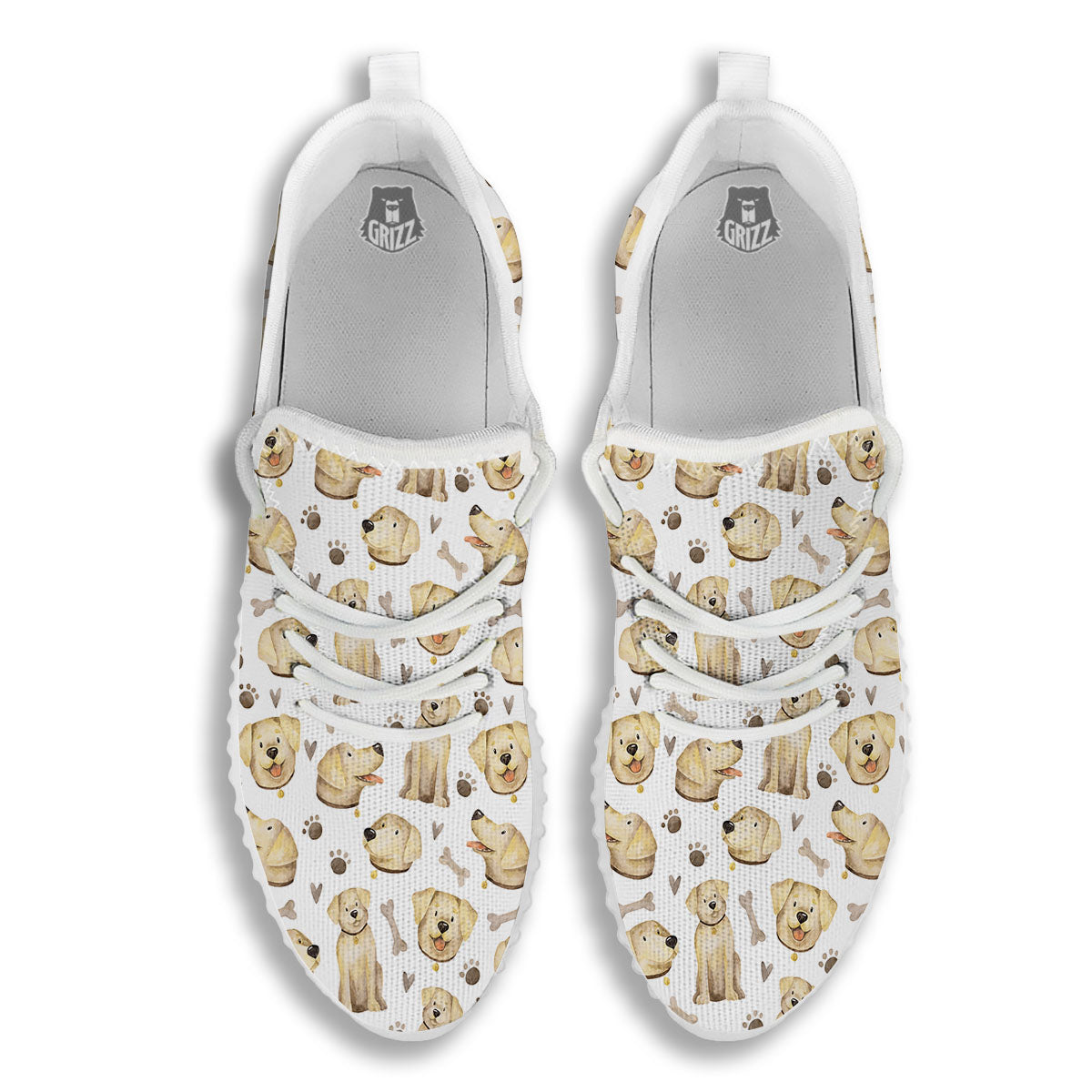 Labrador Retriever Happy Print Pattern White Walking Shoes-grizzshop