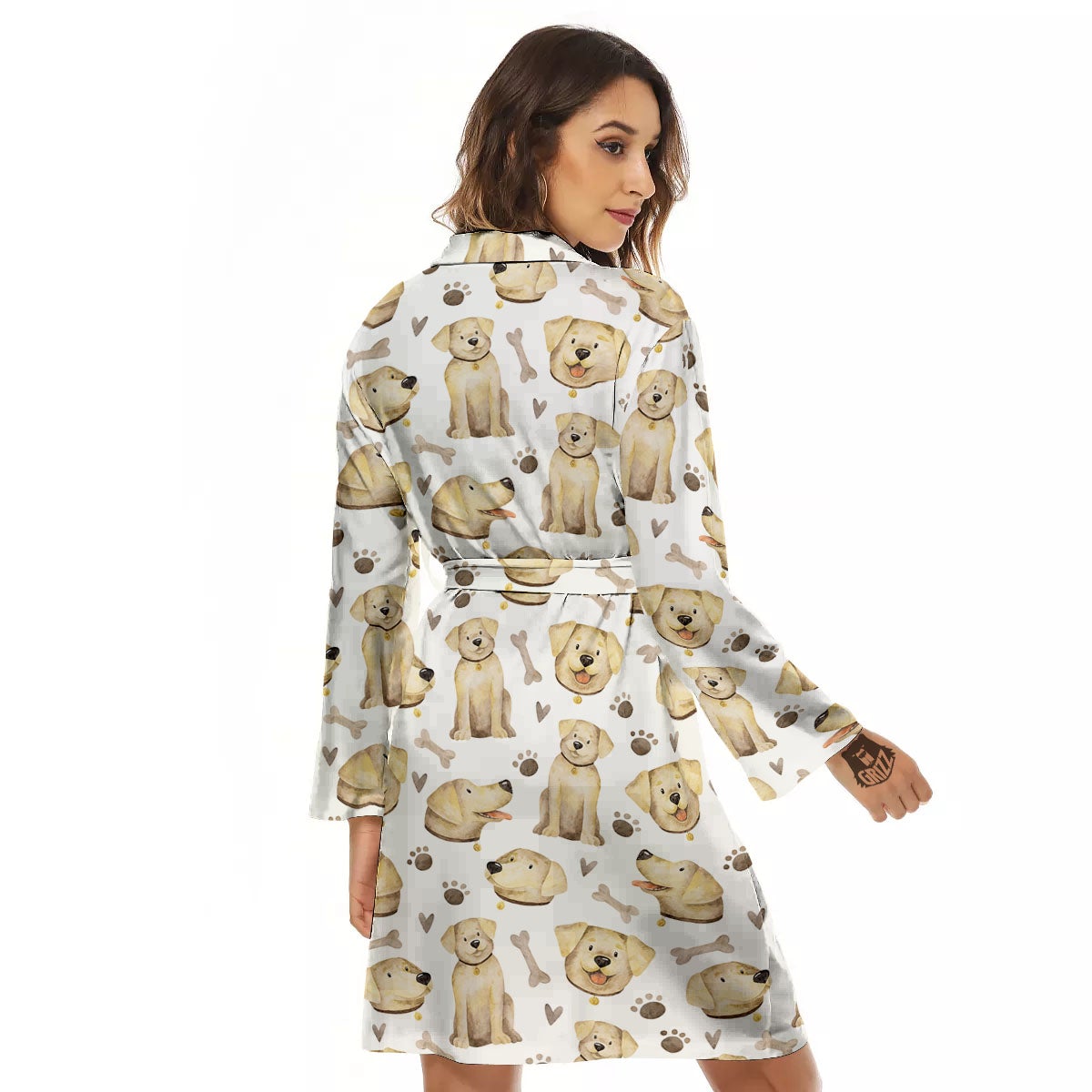 Labrador Retriever Happy Print Pattern Women's Robe-grizzshop