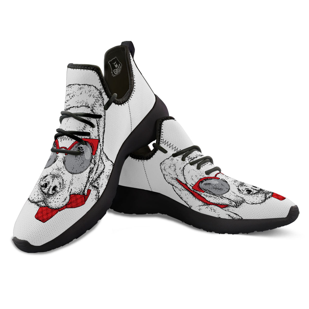 Labrador Retriever Hipster Print Black Athletic Shoes-grizzshop