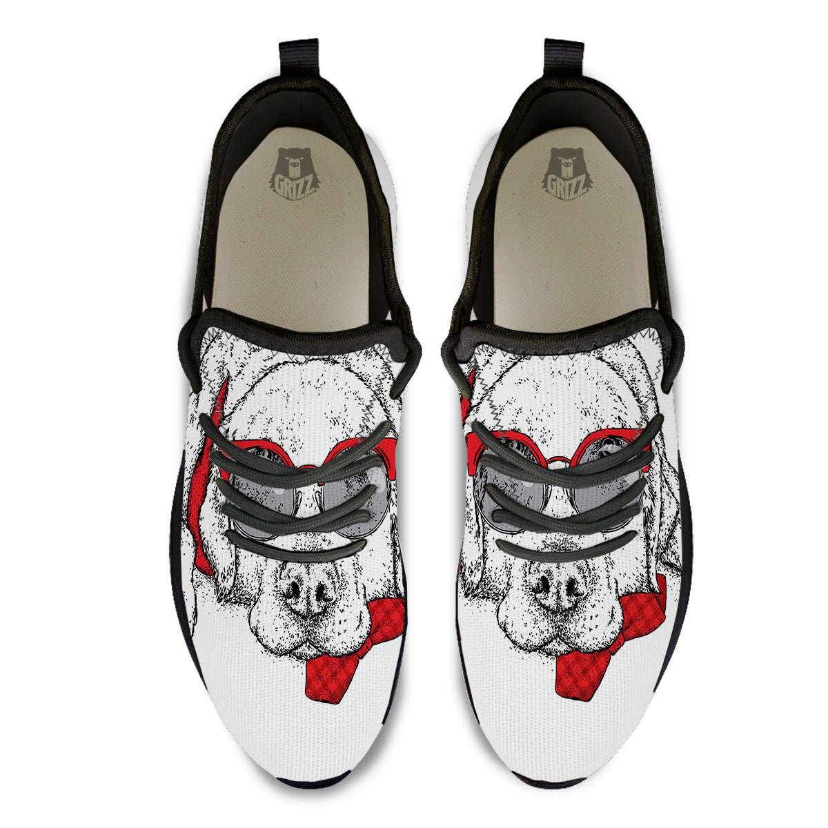 Labrador Retriever Hipster Print Black Athletic Shoes-grizzshop