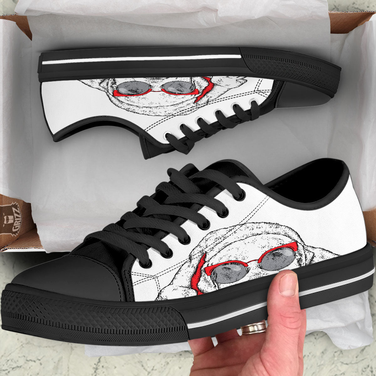 Labrador Retriever Hipster Print Black Low Top Shoes-grizzshop