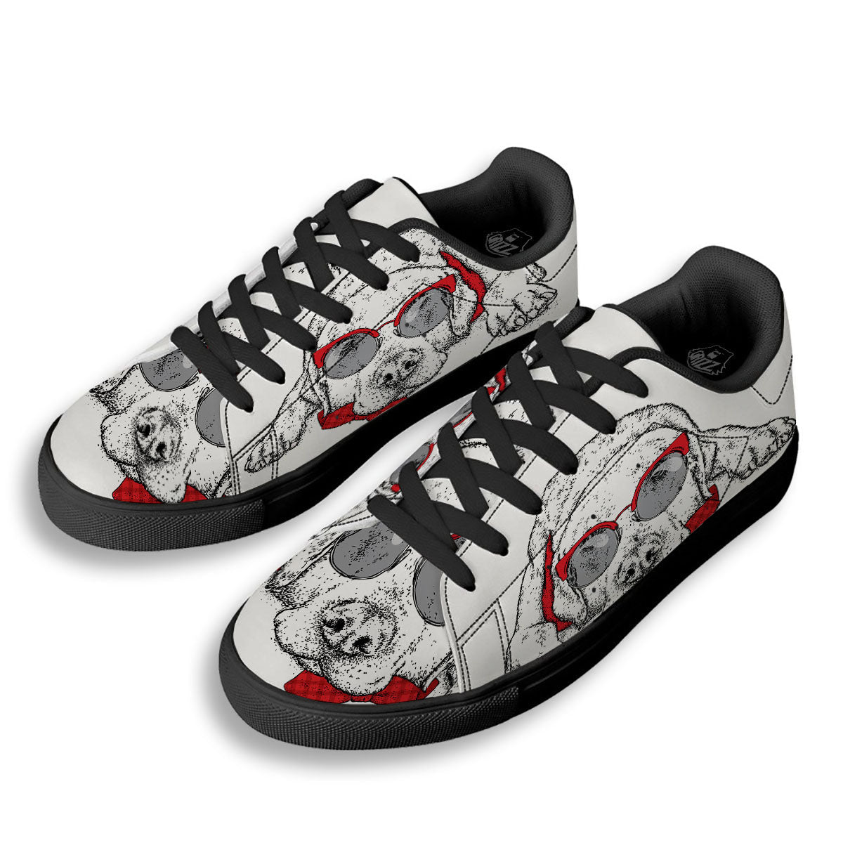 Labrador Retriever Hipster Print Black Low Top Sneakers-grizzshop
