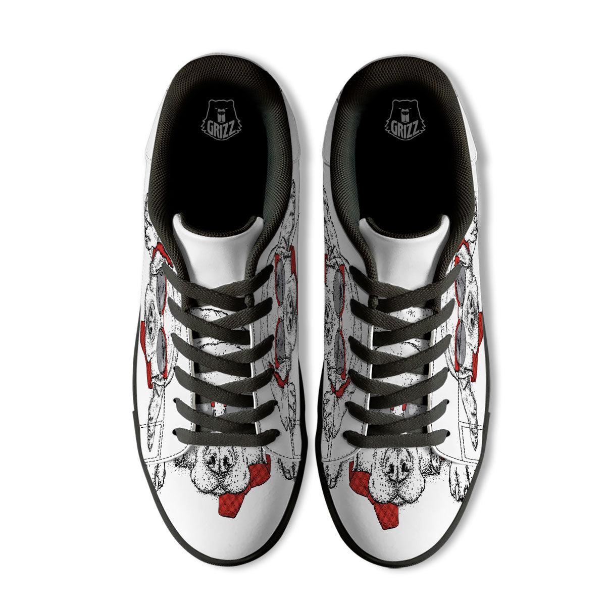 Labrador Retriever Hipster Print Black Low Top Sneakers-grizzshop