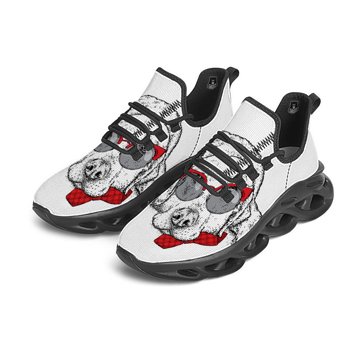 Labrador Retriever Hipster Print Black Running Shoes-grizzshop