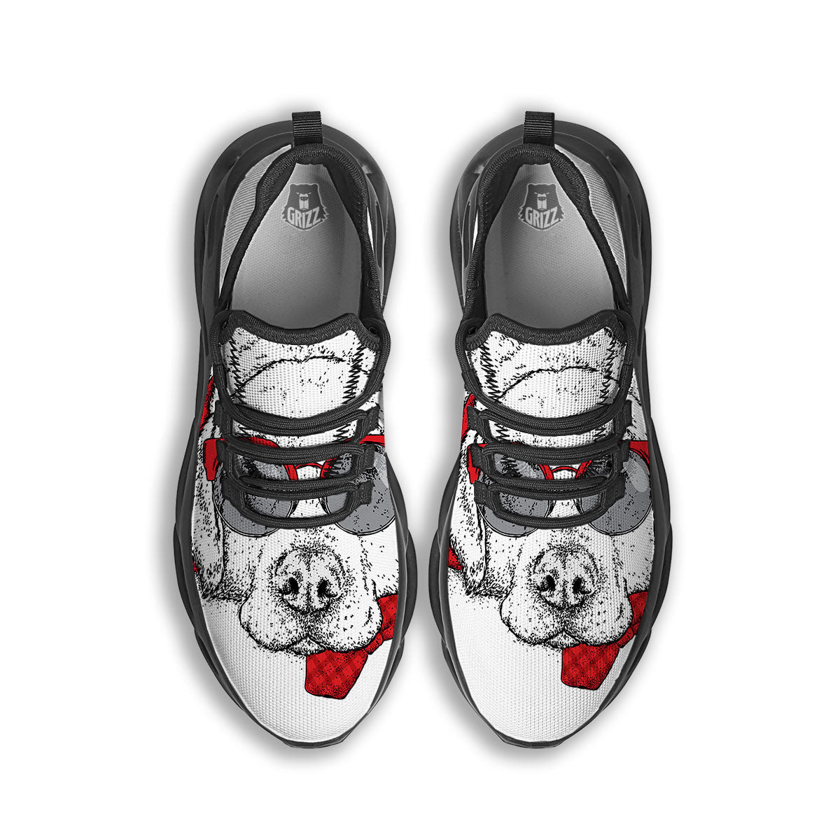 Labrador Retriever Hipster Print Black Running Shoes-grizzshop