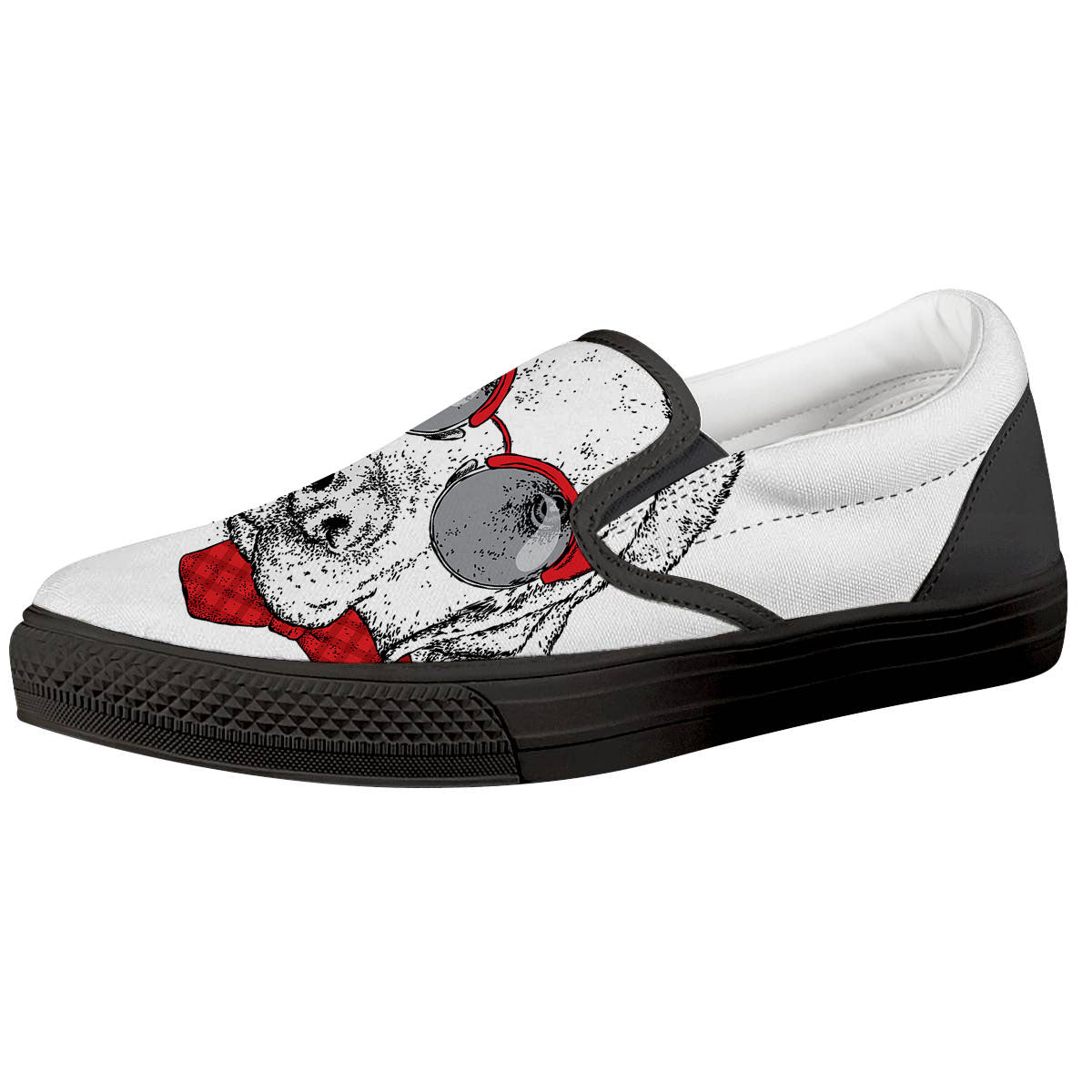 Labrador Retriever Hipster Print Black Slip On Shoes-grizzshop