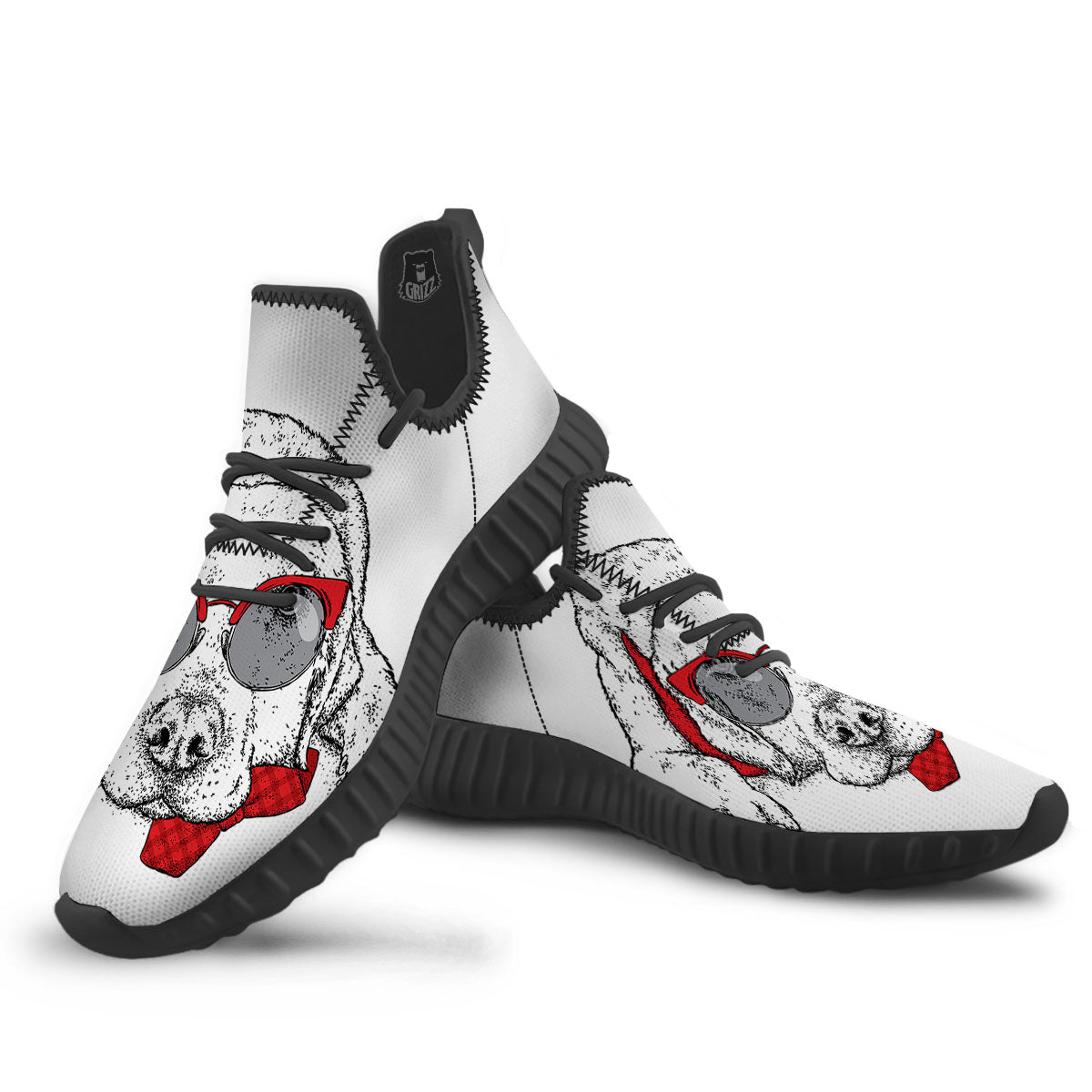 Labrador Retriever Hipster Print Black Walking Shoes-grizzshop
