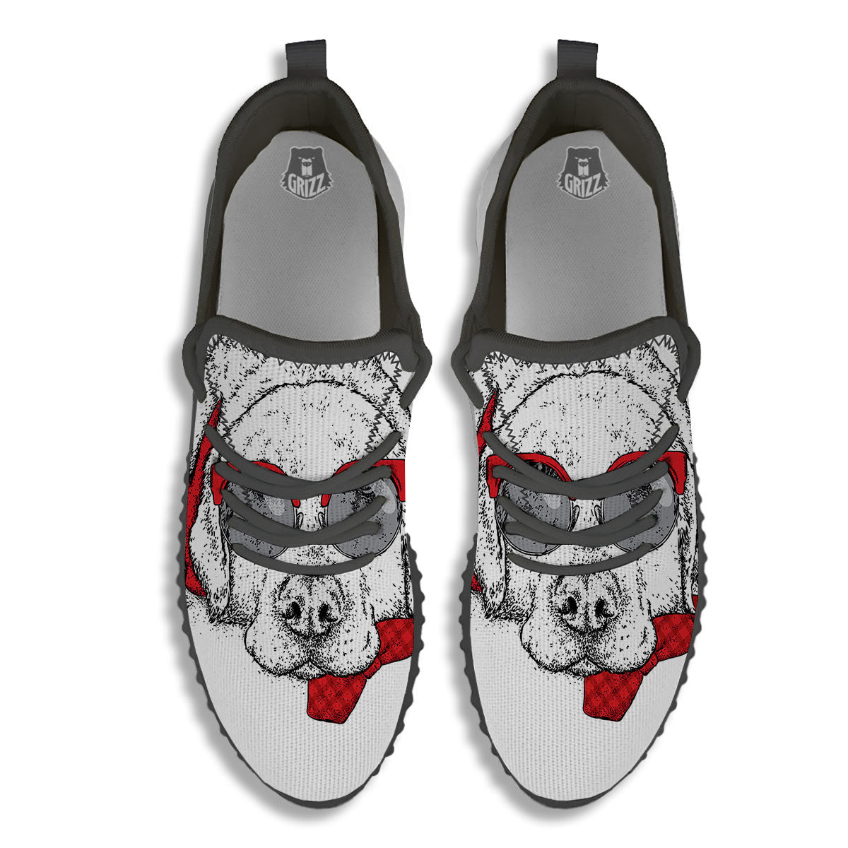 Labrador Retriever Hipster Print Black Walking Shoes-grizzshop