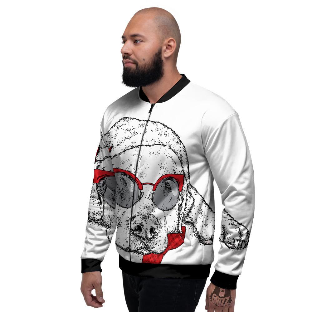 Labrador Retriever Hipster Print Men's Bomber Jacket-grizzshop