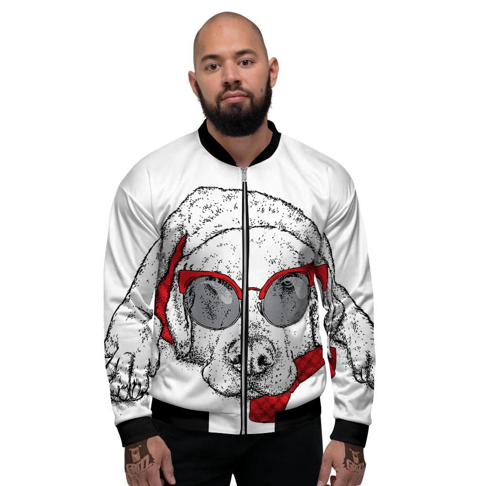 Labrador Retriever Hipster Print Men's Bomber Jacket-grizzshop