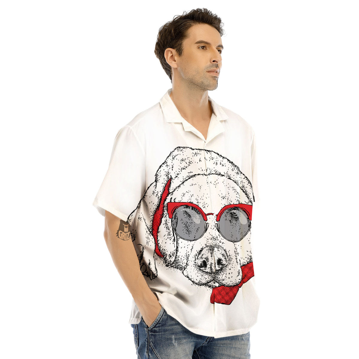 Labrador Retriever Hipster Print Men's Hawaiian Shirt-grizzshop