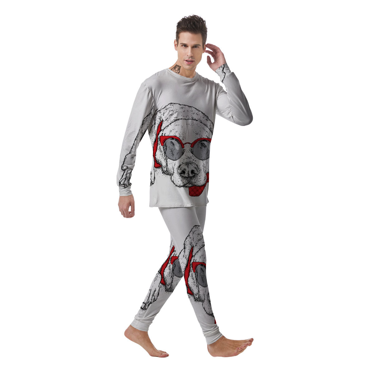 Labrador Retriever Hipster Print Men's Pajamas-grizzshop