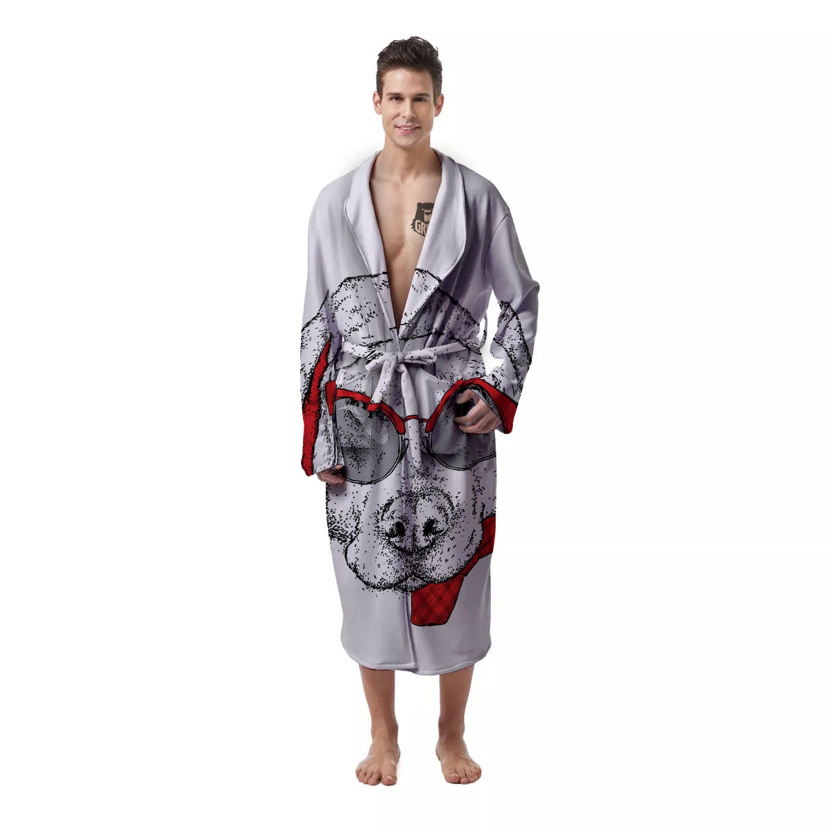 Labrador Retriever Hipster Print Men's Robe-grizzshop