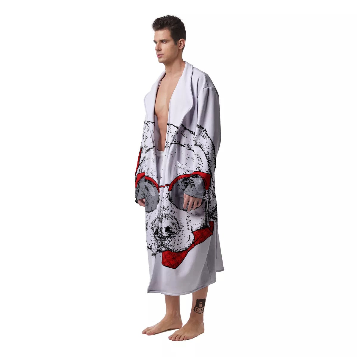 Labrador Retriever Hipster Print Men's Robe-grizzshop