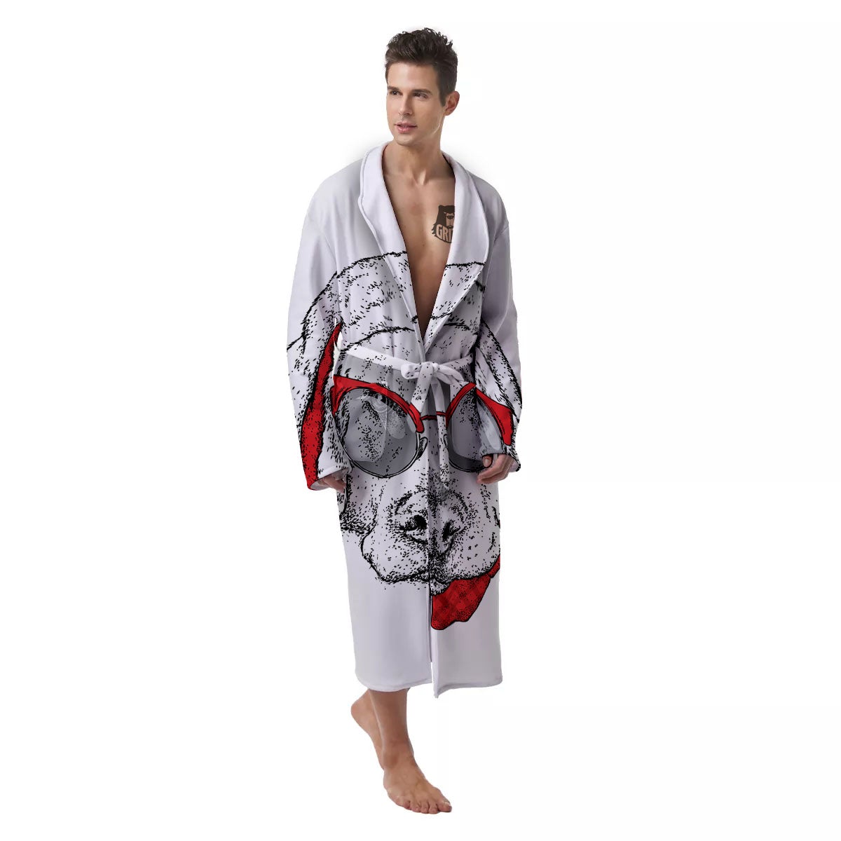 Labrador Retriever Hipster Print Men's Robe-grizzshop