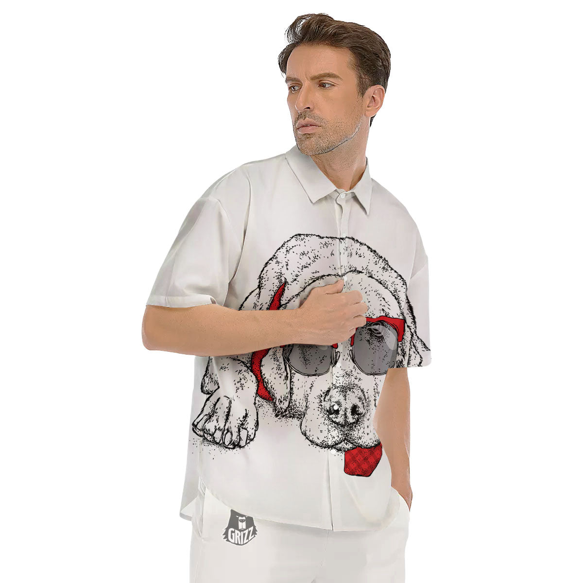 Labrador Retriever Hipster Print Men's Short Sleeve Shirts-grizzshop