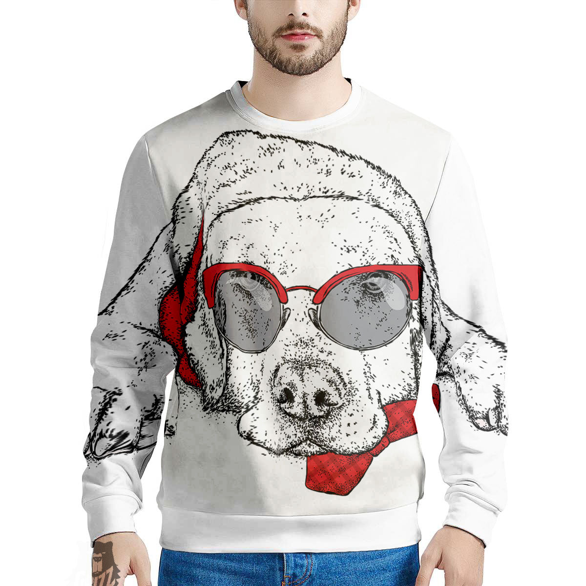 Labrador Retriever Hipster Print Men's Sweatshirt-grizzshop