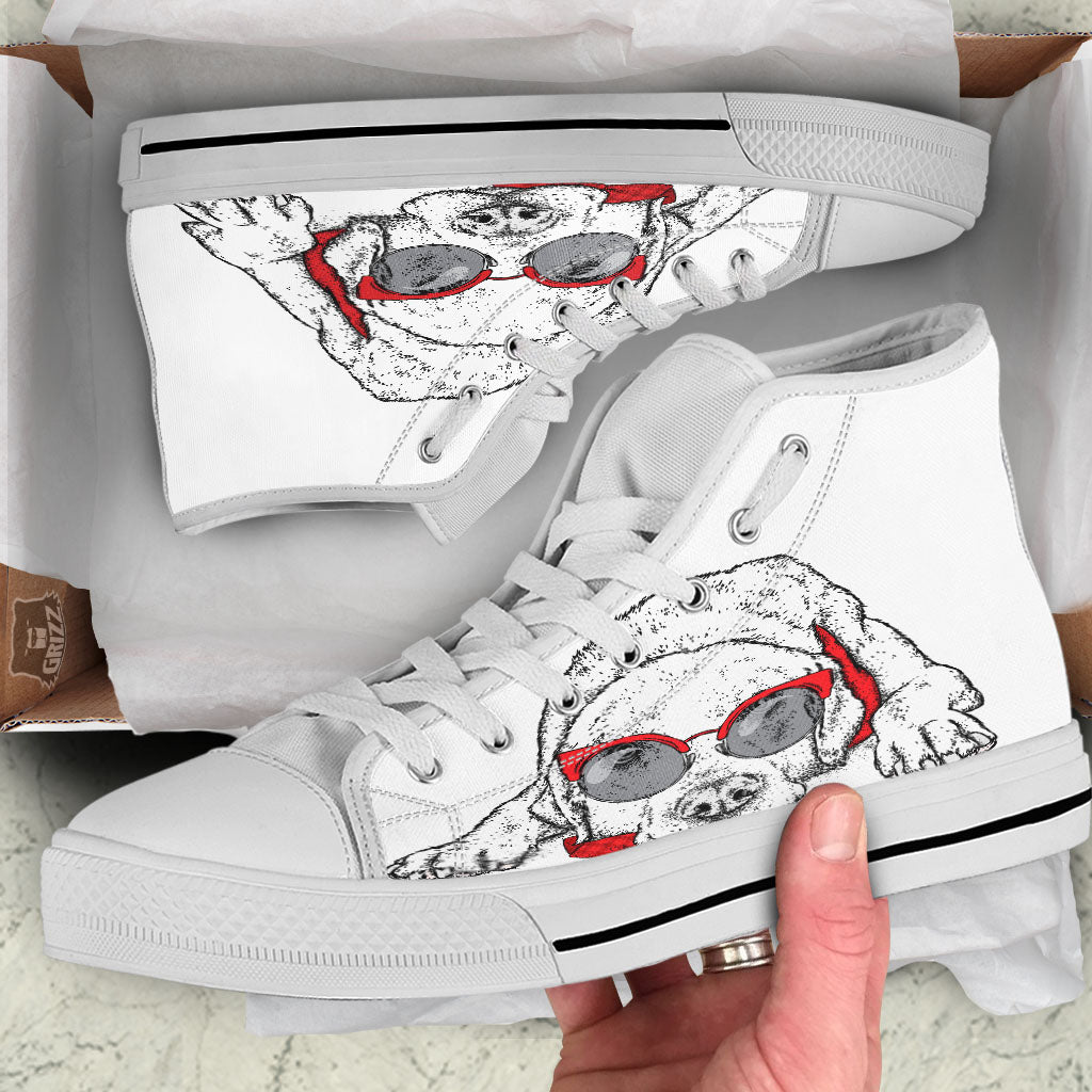 Labrador Retriever Hipster Print White High Top Shoes-grizzshop