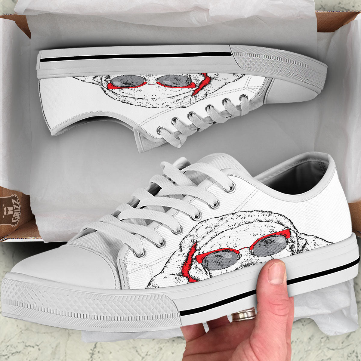 Labrador Retriever Hipster Print White Low Top Shoes-grizzshop