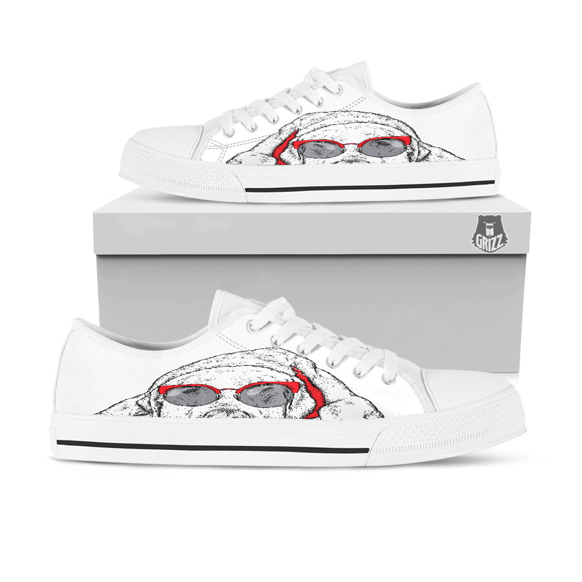 Labrador Retriever Hipster Print White Low Top Shoes-grizzshop
