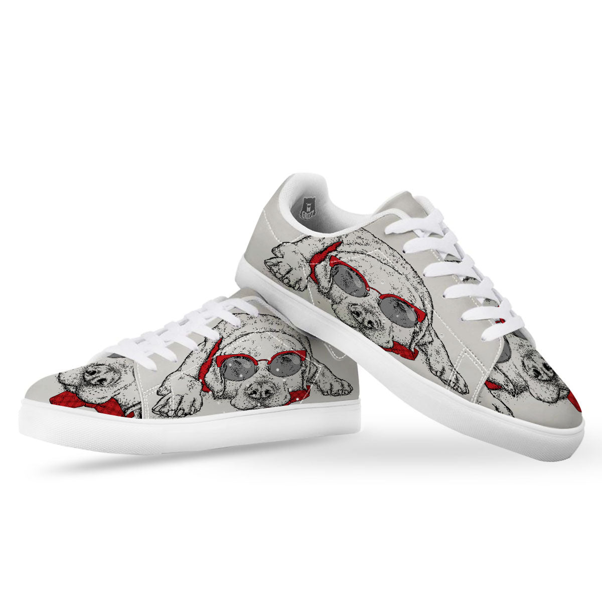 Labrador Retriever Hipster Print White Low Top Sneakers-grizzshop